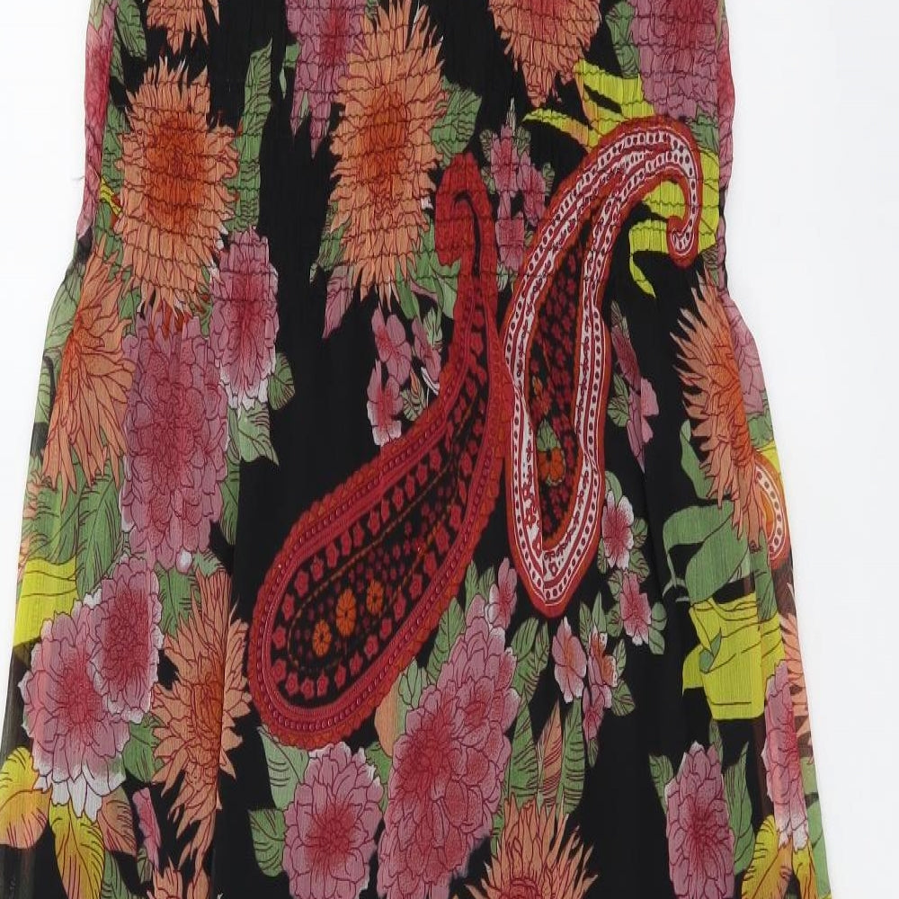 Mela London Womens Multicoloured Paisley Polyester Maxi Size M Halter Pullover - Shirred Back