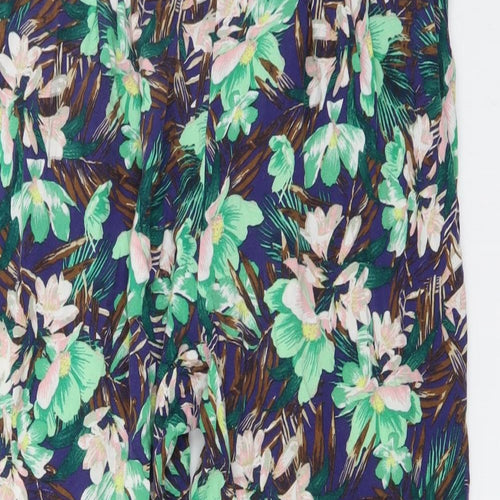 H&M Womens Green Geometric Viscose Trousers Size M L26 in Regular Snap