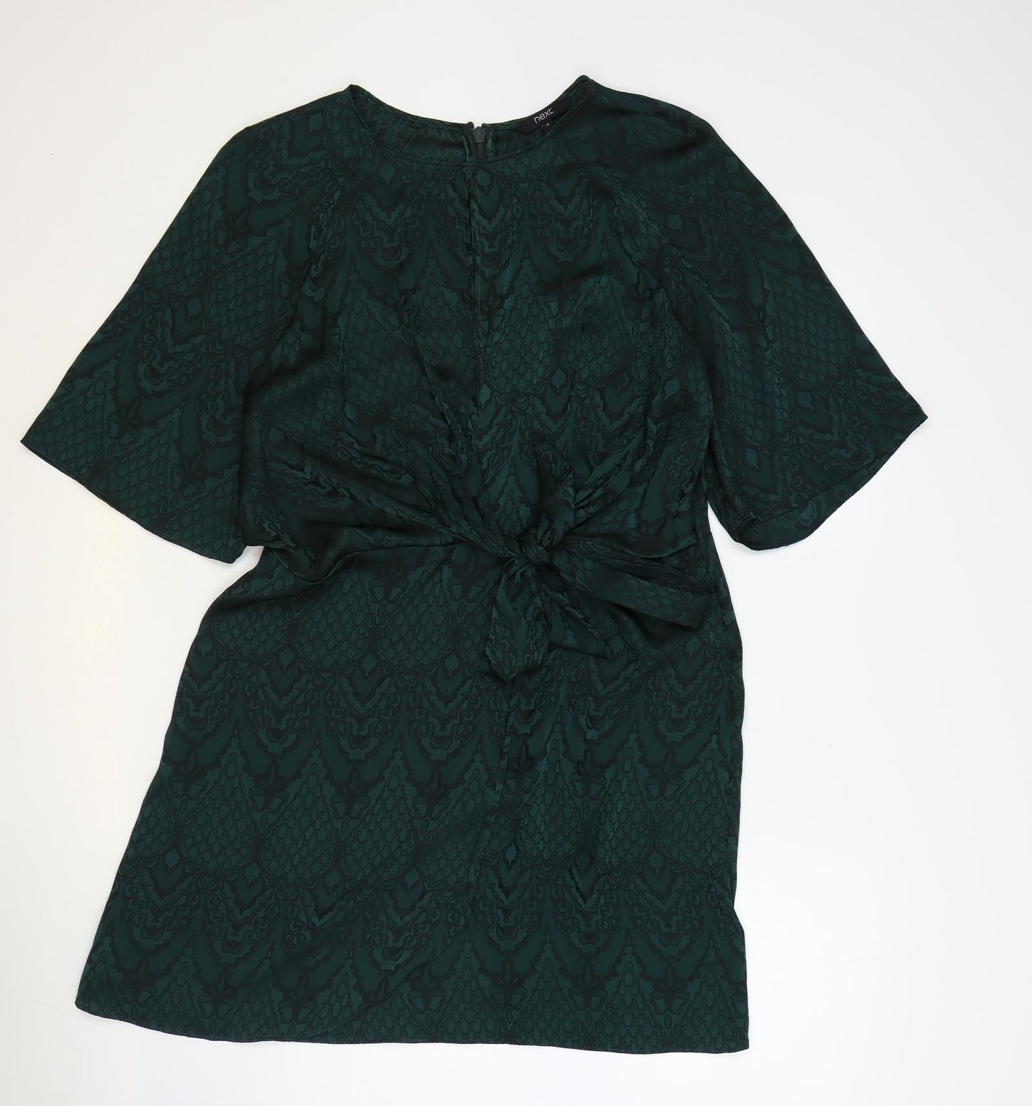 NEXT Womens Green Geometric Polyester Mini Size 12 Boat Neck Zip