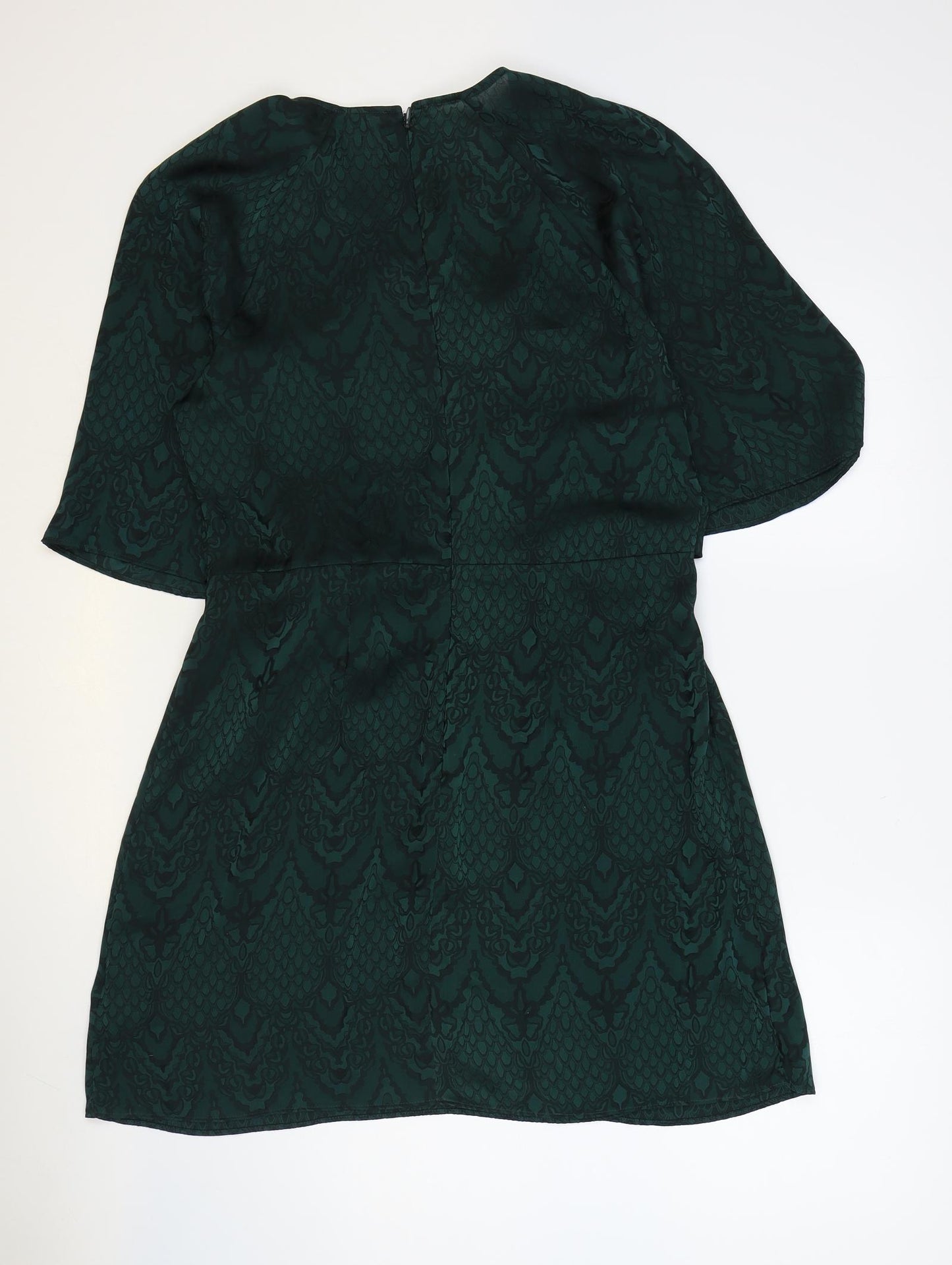 NEXT Womens Green Geometric Polyester Mini Size 12 Boat Neck Zip