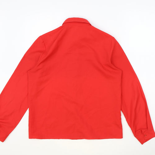 St Michael Womens Red Polyester Basic Button-Up Size 12 V-Neck