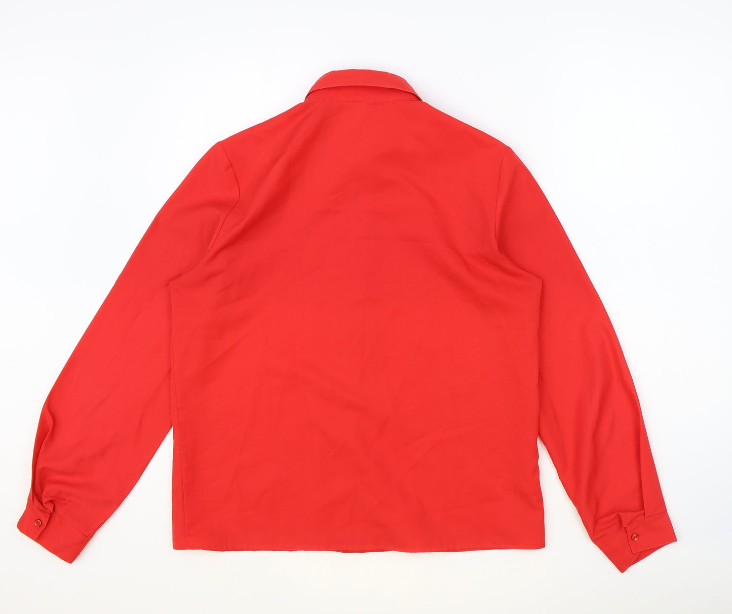 St Michael Womens Red Polyester Basic Button-Up Size 12 V-Neck
