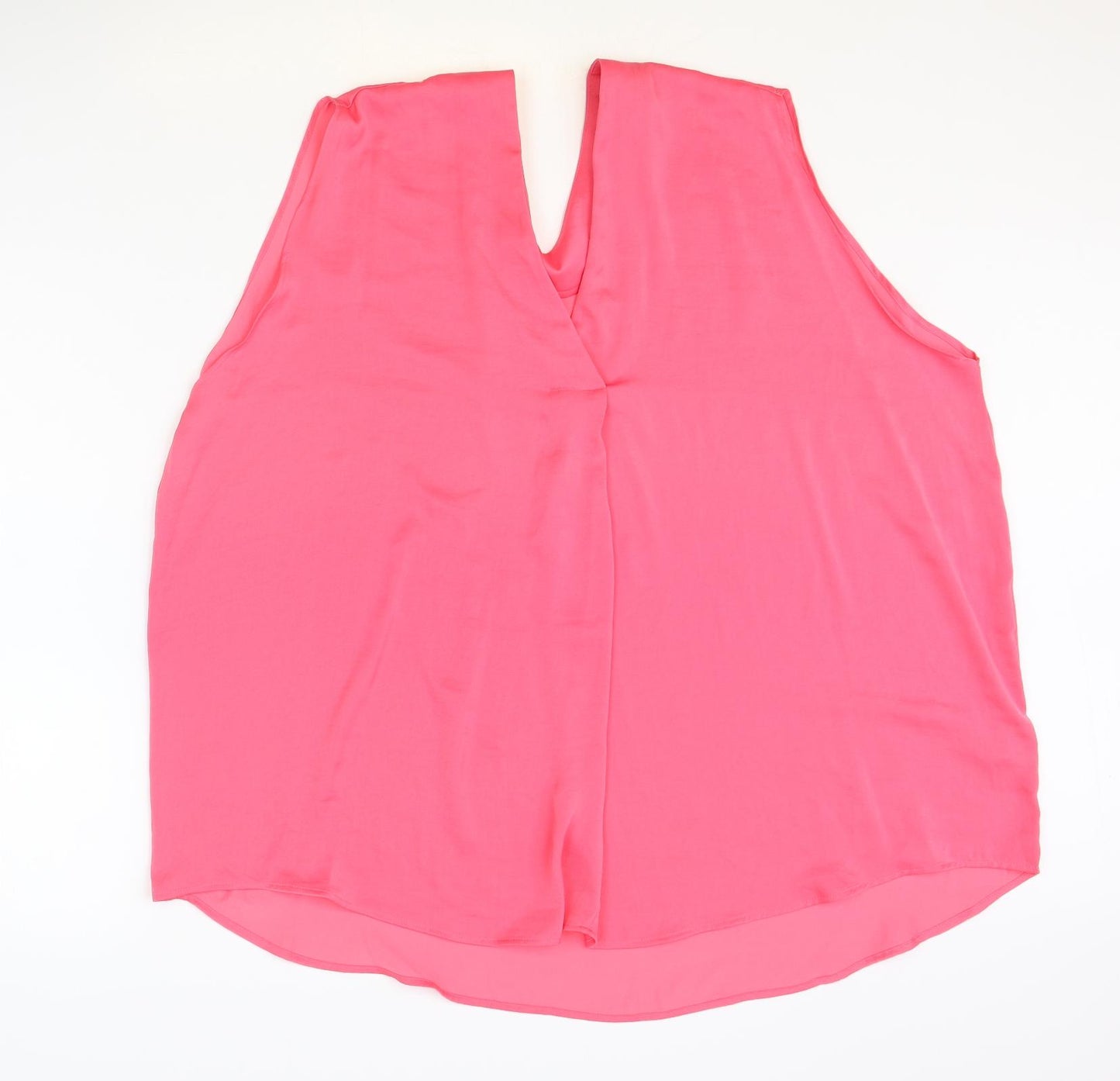 Marks and Spencer Womens Pink Polyester Basic Tank Size 24 V-Neck