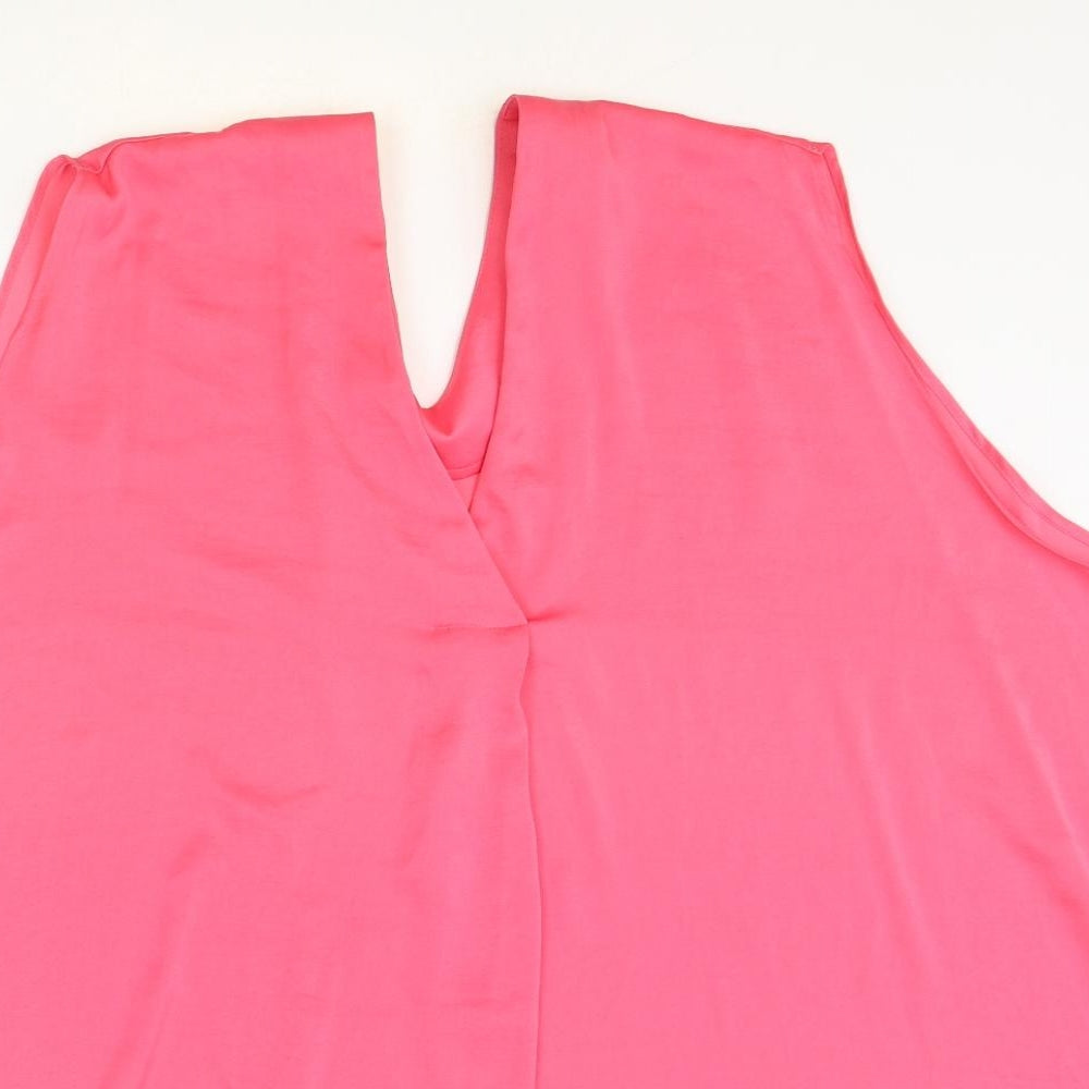 Marks and Spencer Womens Pink Polyester Basic Tank Size 24 V-Neck