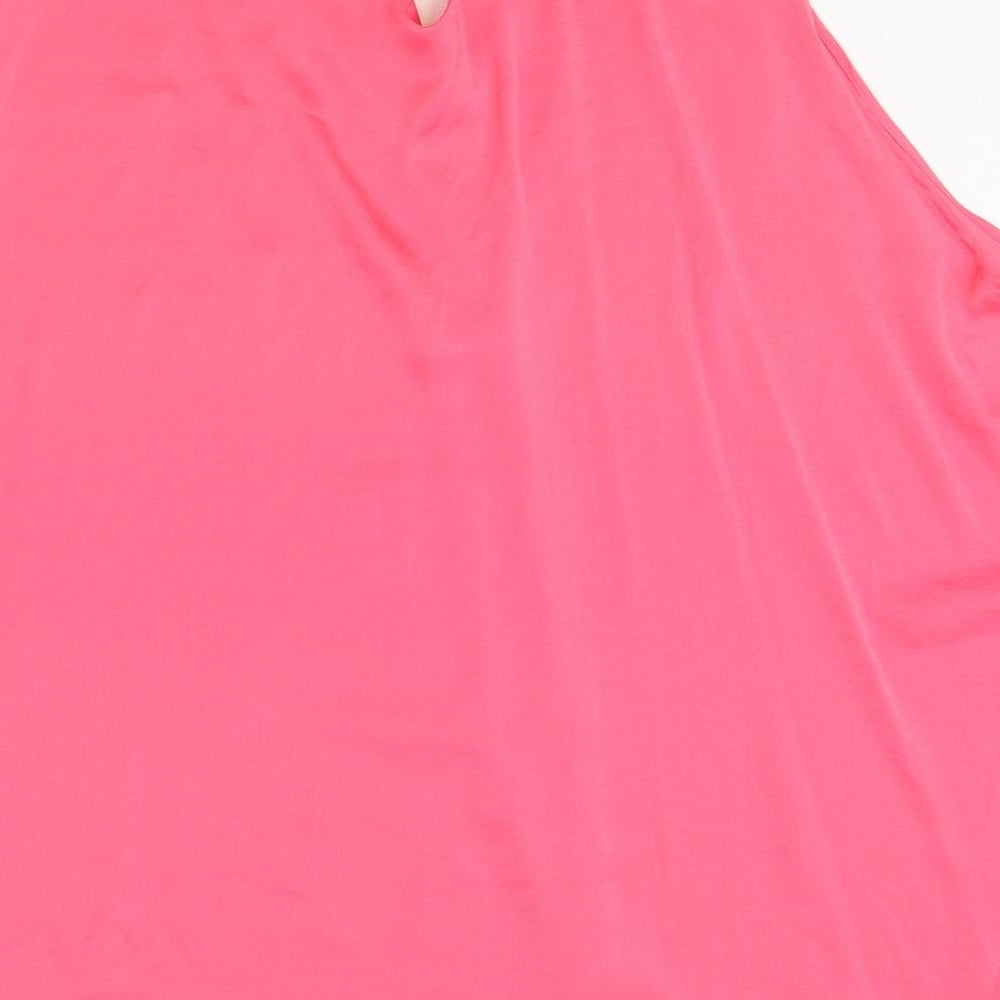 Marks and Spencer Womens Pink Polyester Basic Tank Size 24 V-Neck