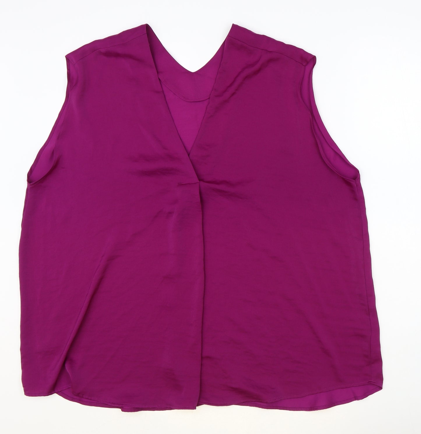 Marks and Spencer Womens Purple Polyester Basic Tank Size 20 V-Neck