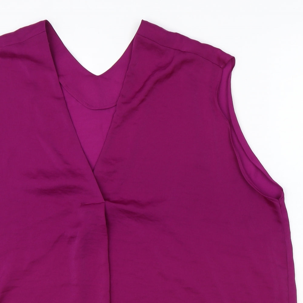 Marks and Spencer Womens Purple Polyester Basic Tank Size 20 V-Neck