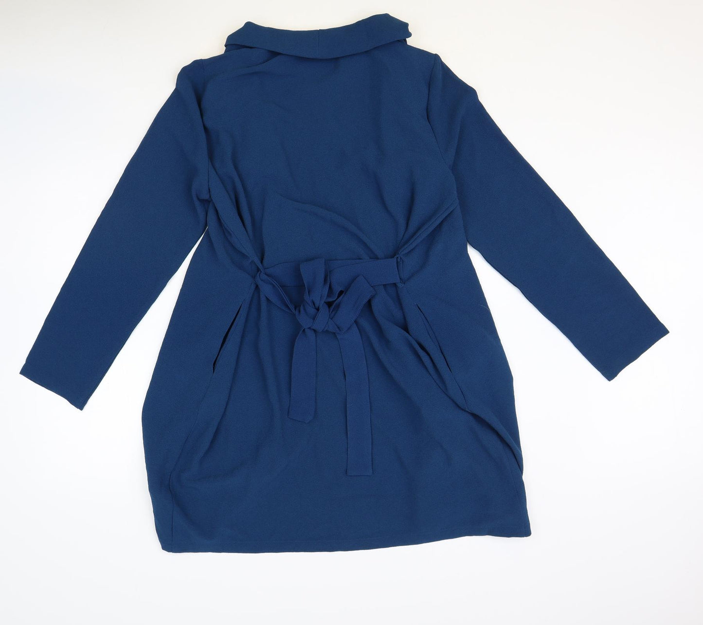 VERO MODA Womens Blue Overcoat Coat Size XL Tie