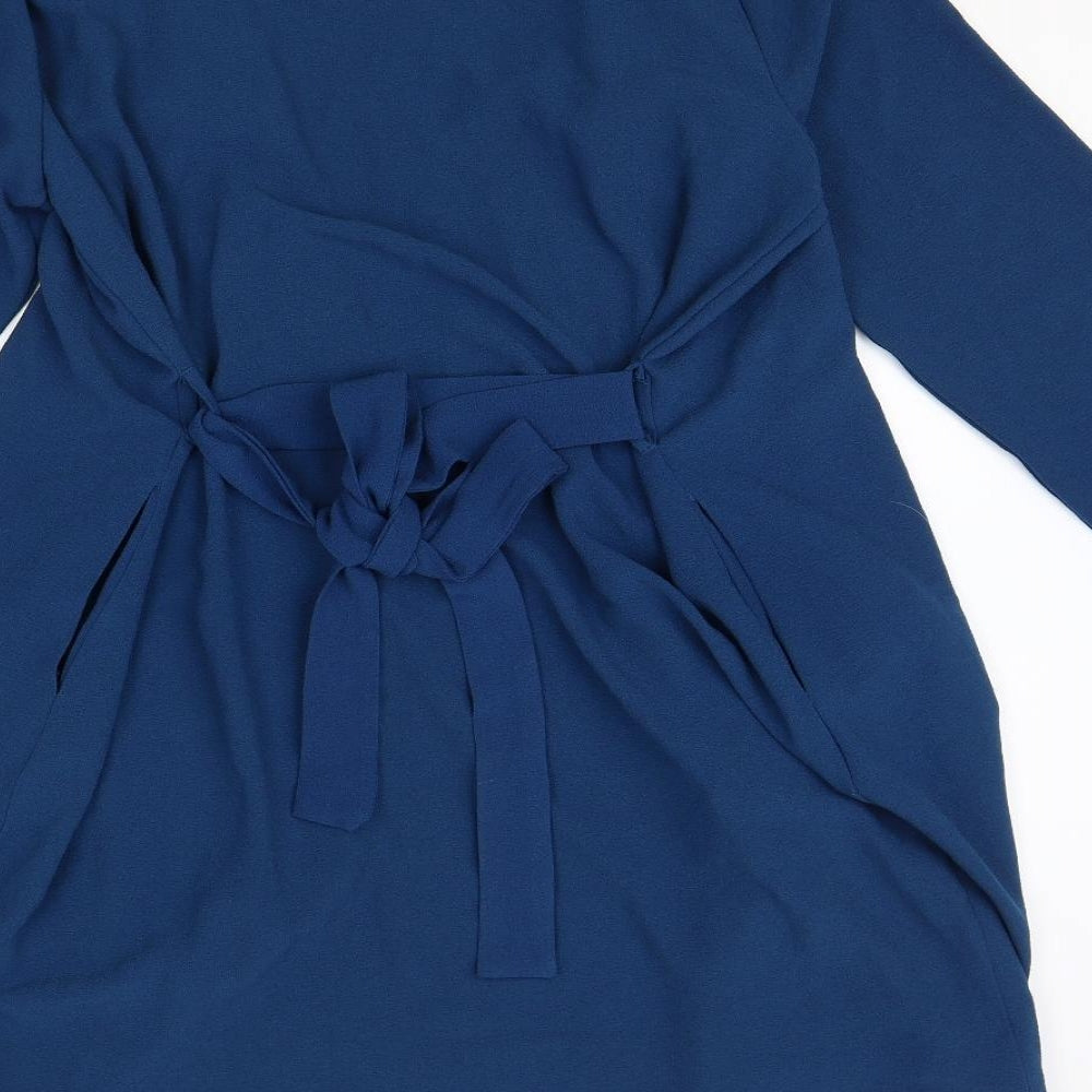 VERO MODA Womens Blue Overcoat Coat Size XL Tie