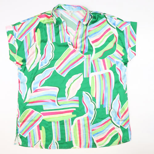 River Island Womens Multicoloured Geometric Polyester Basic Blouse Size M Collared