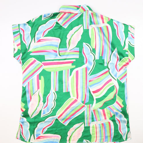 River Island Womens Multicoloured Geometric Polyester Basic Blouse Size M Collared