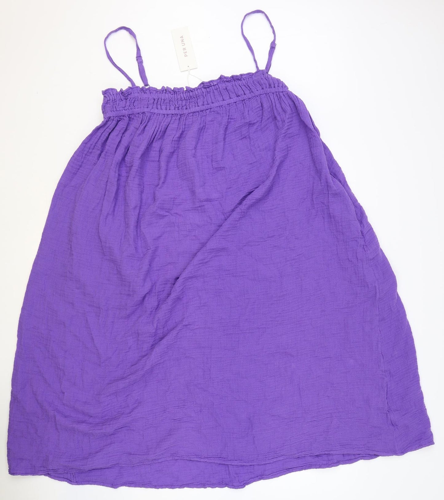 Per Una Womens Purple 100% Cotton Trapeze & Swing Size 14 Square Neck Pullover