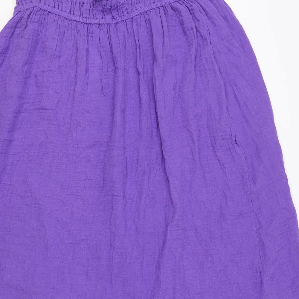 Per Una Womens Purple 100% Cotton Trapeze & Swing Size 14 Square Neck Pullover