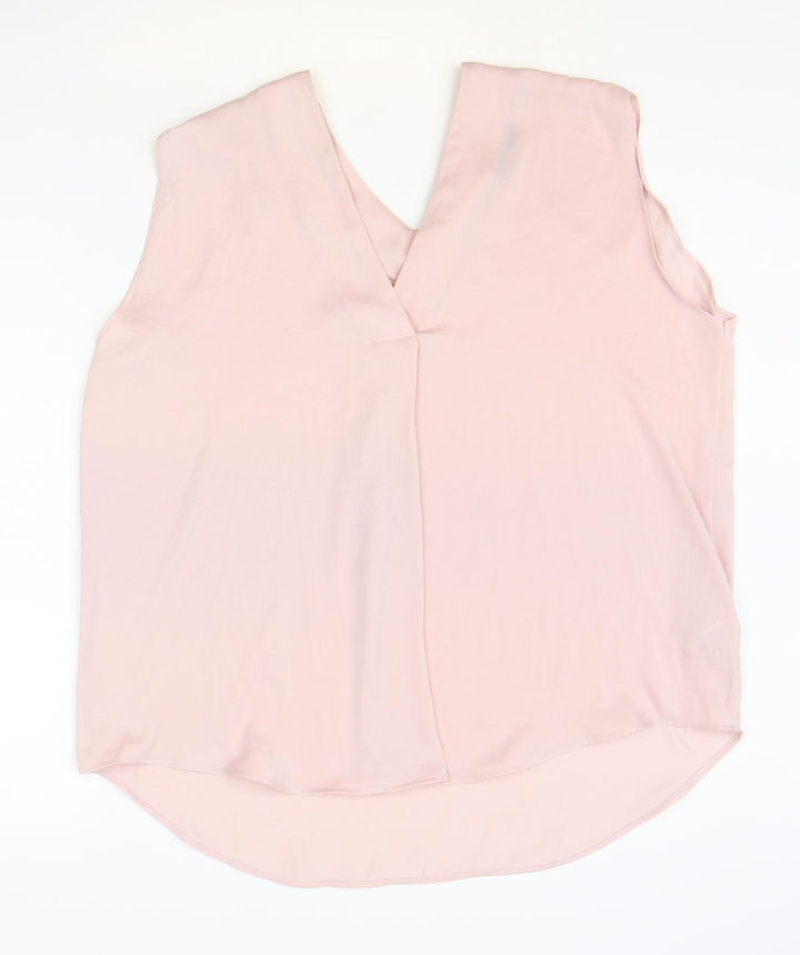 Marks and Spencer Womens Pink Polyester Basic Tank Size 18 V-Neck
