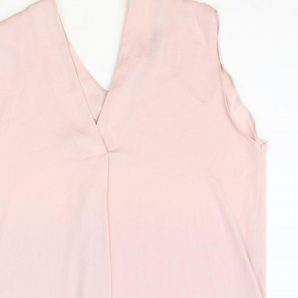 Marks and Spencer Womens Pink Polyester Basic Tank Size 18 V-Neck