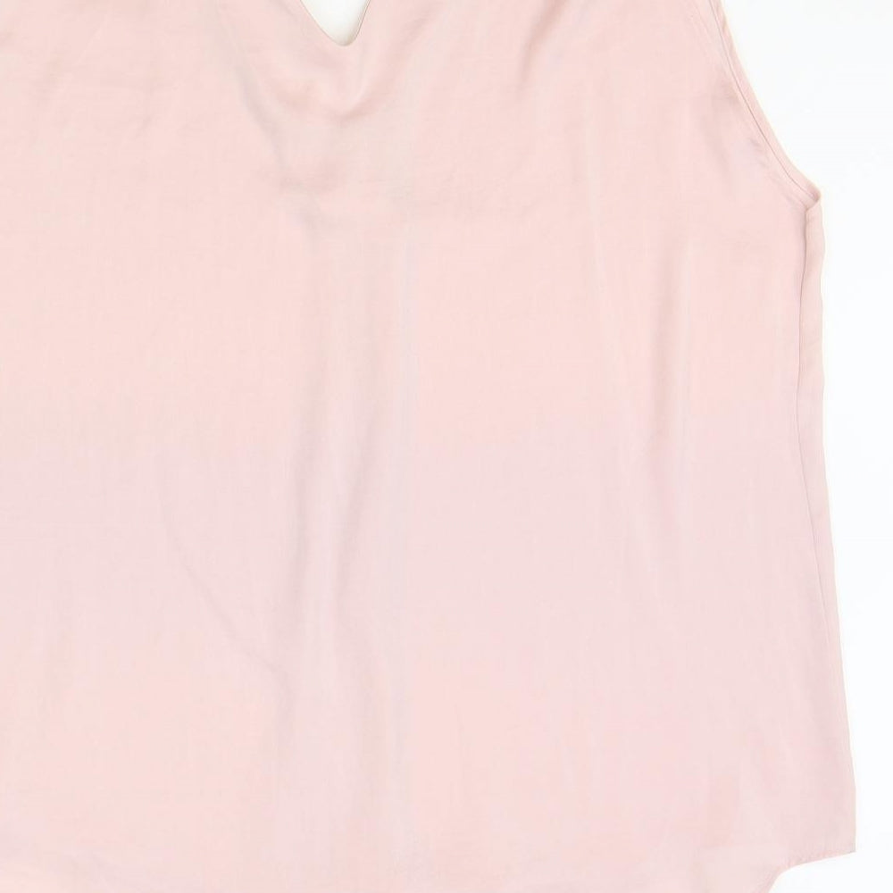 Marks and Spencer Womens Pink Polyester Basic Tank Size 18 V-Neck