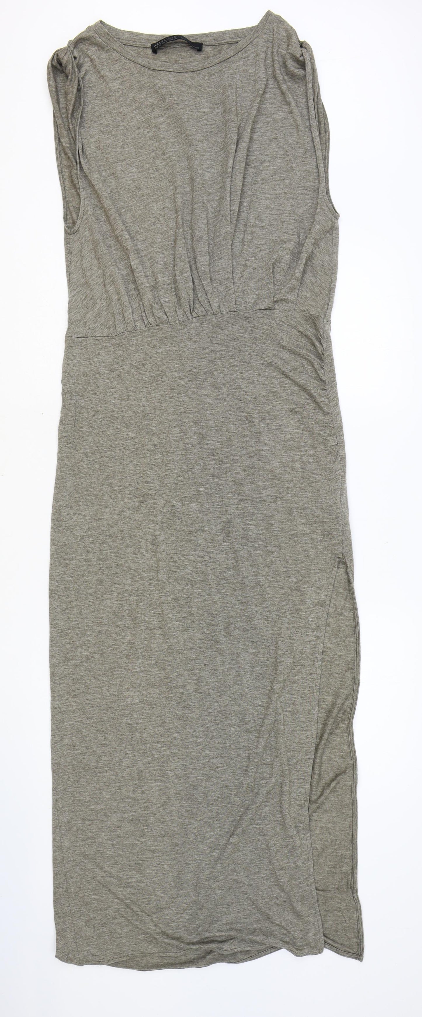 AllSaints Womens Brown Lyocell Bodycon Size 10 Round Neck Pullover