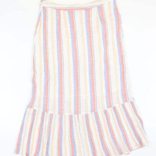 TU Womens Multicoloured Striped Cotton Trumpet Skirt Size 12 Button
