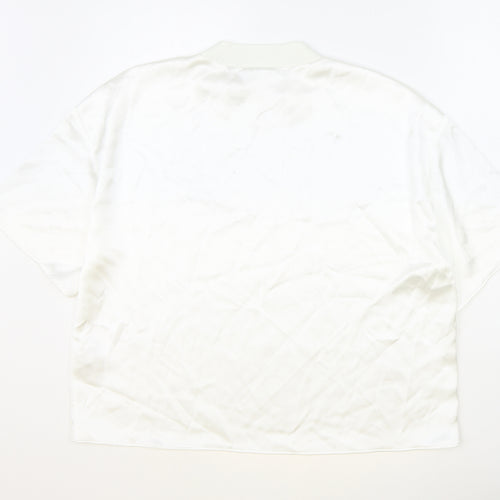 Zara Womens White Polyester Basic Blouse Size L Round Neck