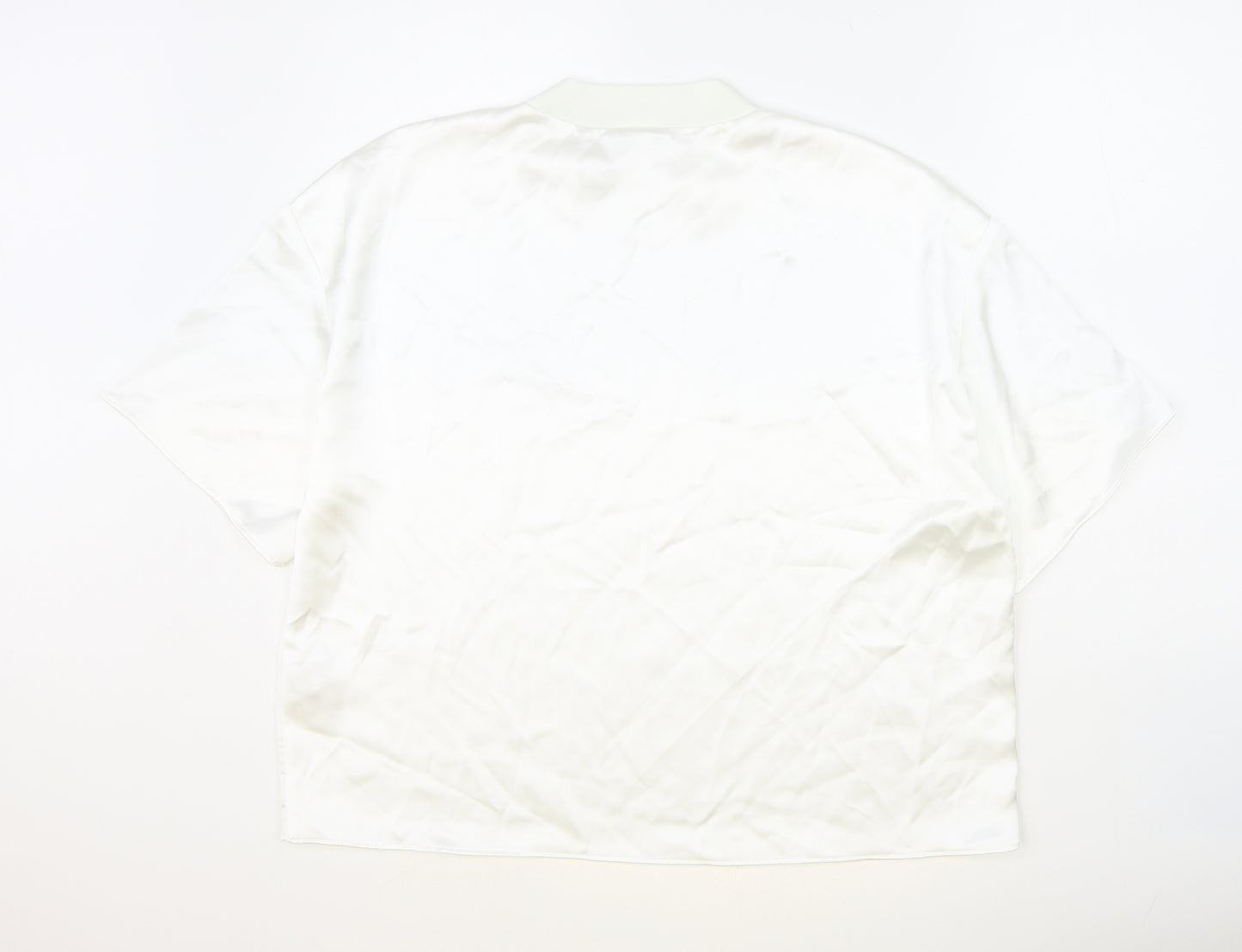 Zara Womens White Polyester Basic Blouse Size L Round Neck