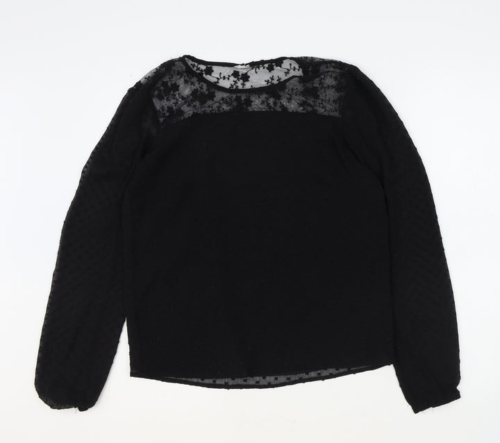 Vera Moda Womens Black Polyester Basic Blouse Size S Round Neck