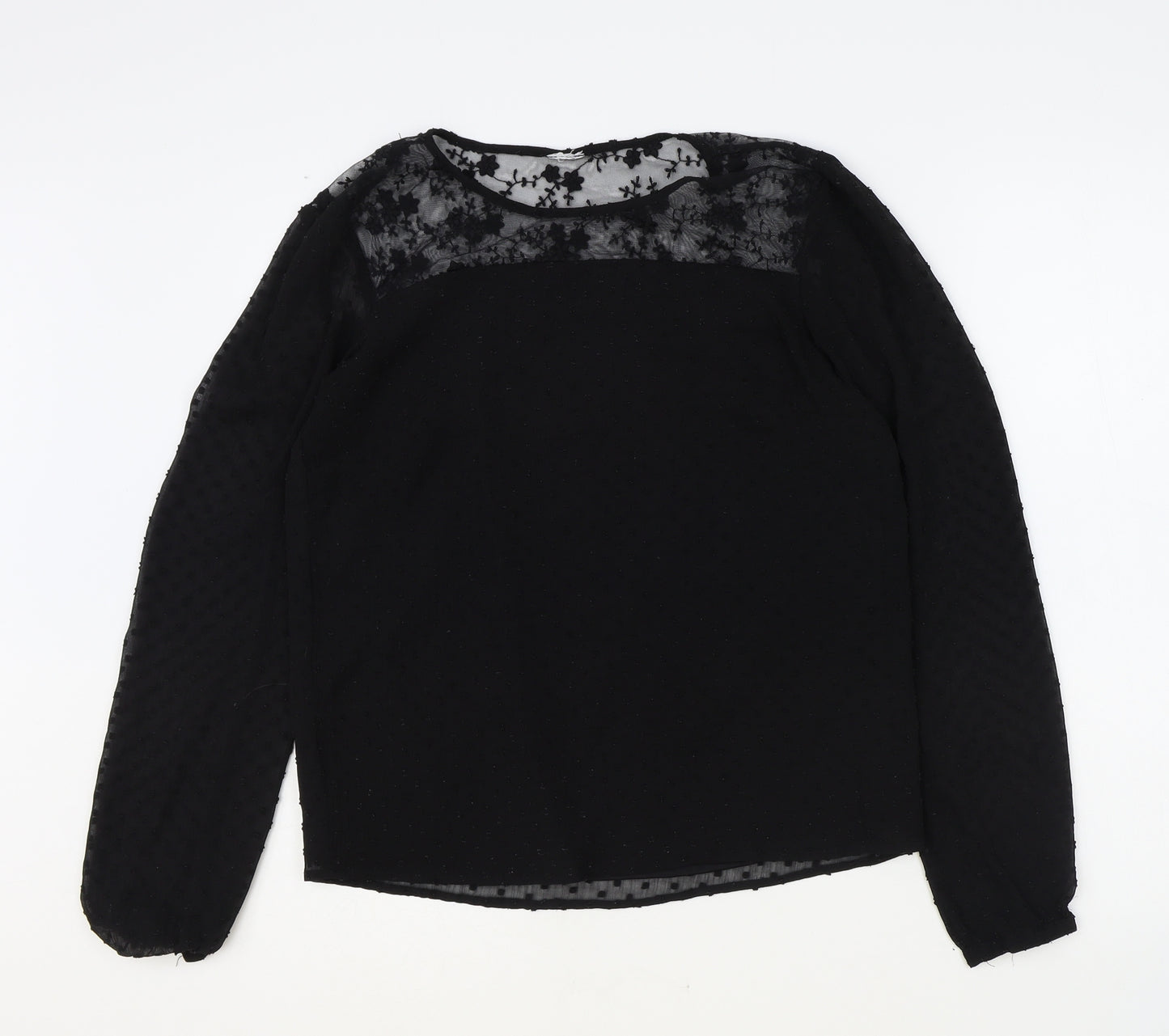 Vera Moda Womens Black Polyester Basic Blouse Size S Round Neck