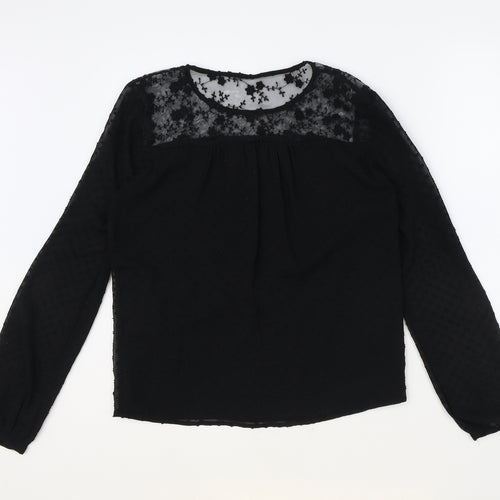 Vera Moda Womens Black Polyester Basic Blouse Size S Round Neck
