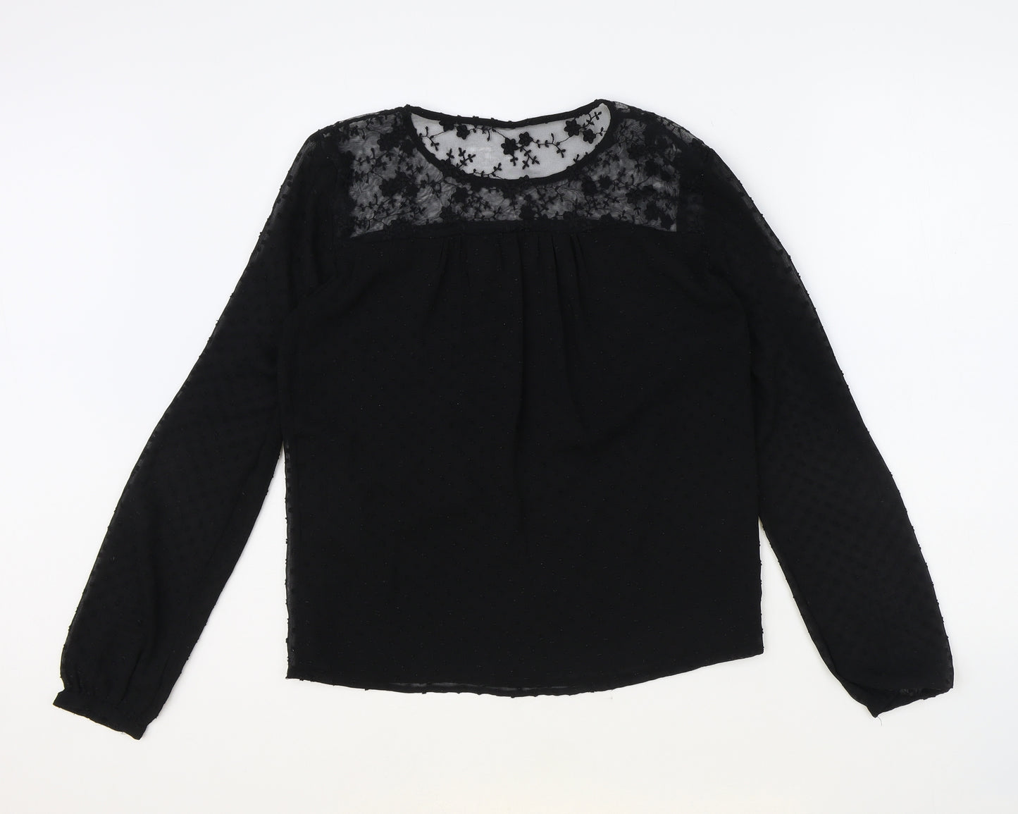 Vera Moda Womens Black Polyester Basic Blouse Size S Round Neck