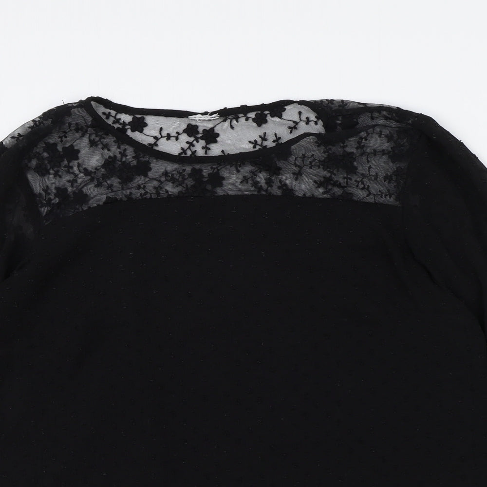 Vera Moda Womens Black Polyester Basic Blouse Size S Round Neck