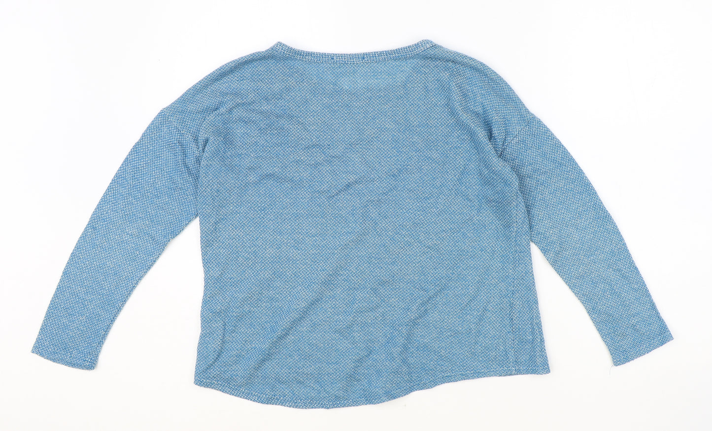 Soprano Womens Blue Geometric Cotton Basic T-Shirt Size M Round Neck - Studded