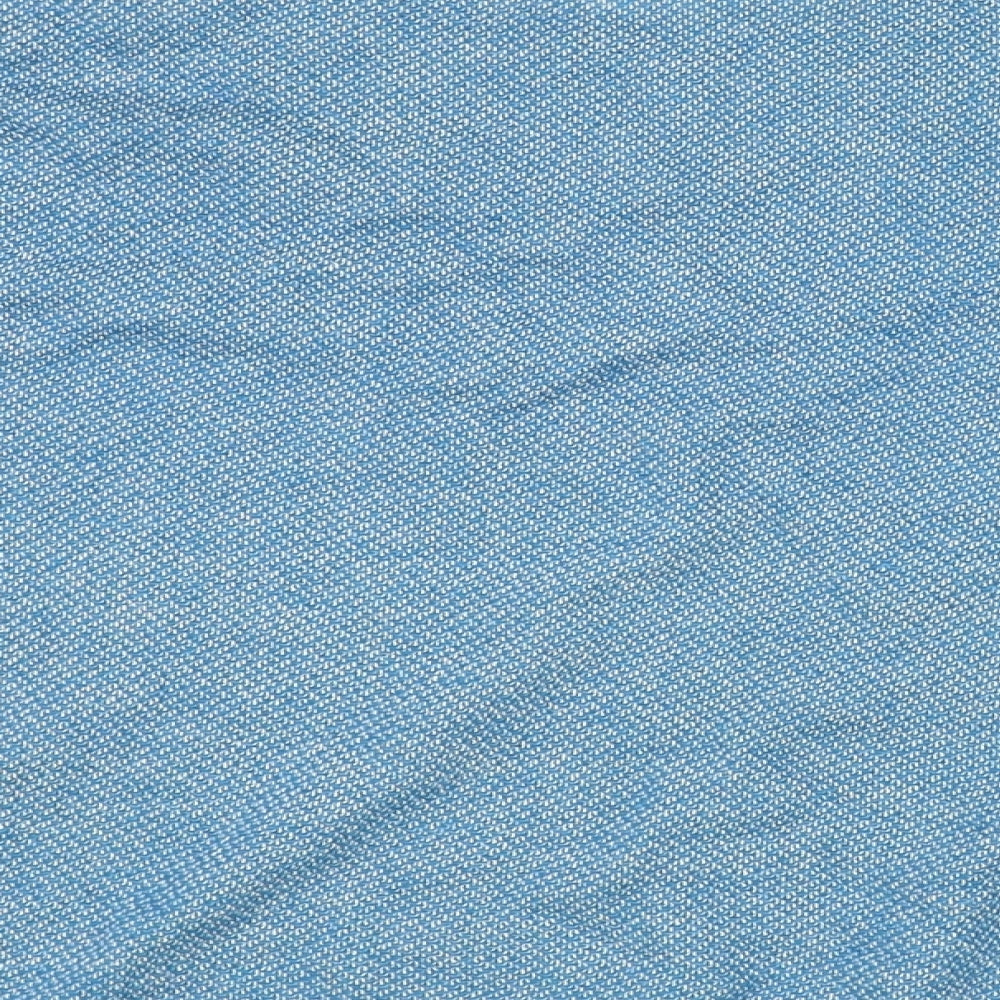 Soprano Womens Blue Geometric Cotton Basic T-Shirt Size M Round Neck - Studded