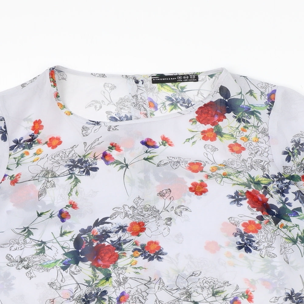 Atmosphere Womens Multicoloured Geometric Polyester Basic Blouse Size 16 Round Neck