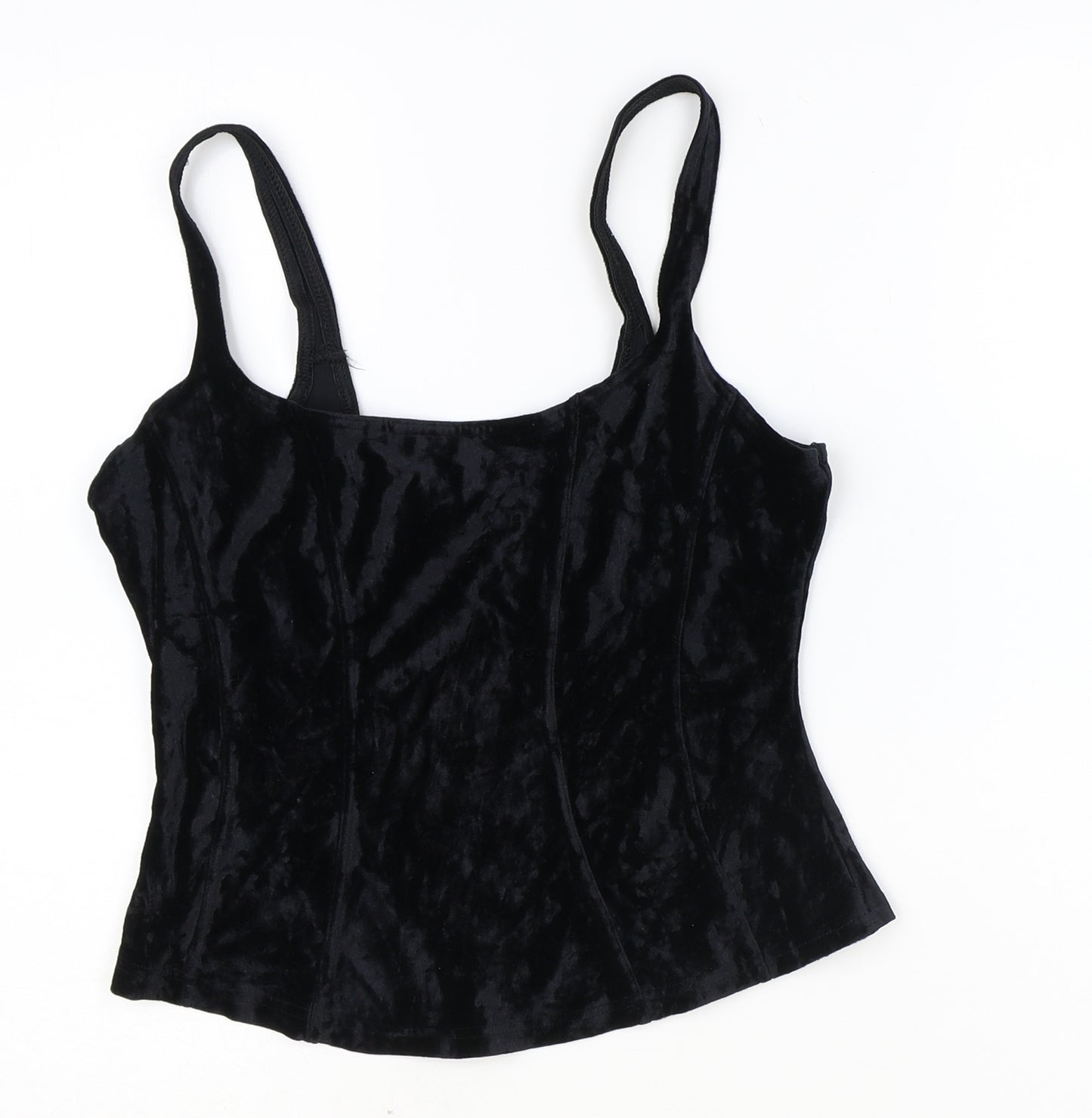 St Michael Womens Black Polyamide Basic Tank Size 16 Round Neck
