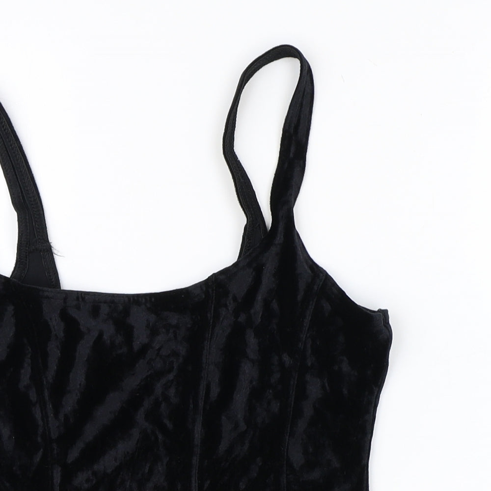 St Michael Womens Black Polyamide Basic Tank Size 16 Round Neck