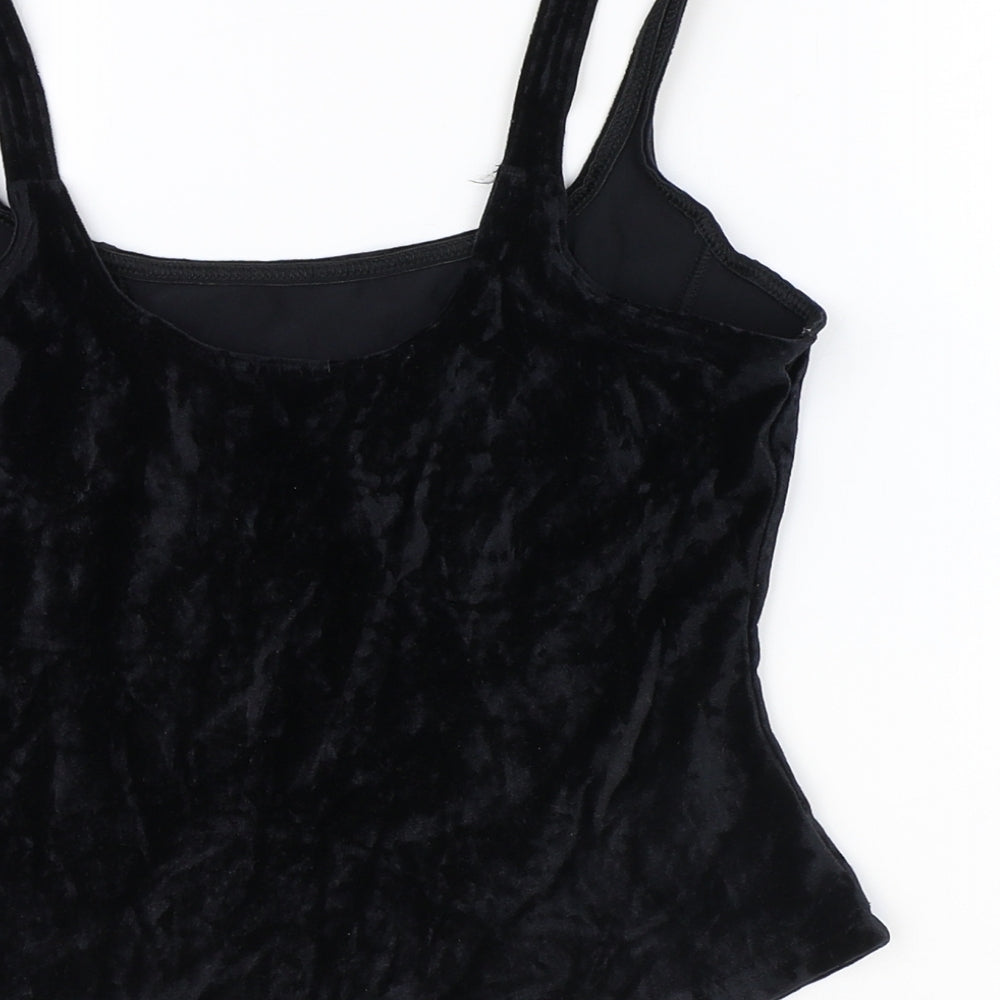 St Michael Womens Black Polyamide Basic Tank Size 16 Round Neck