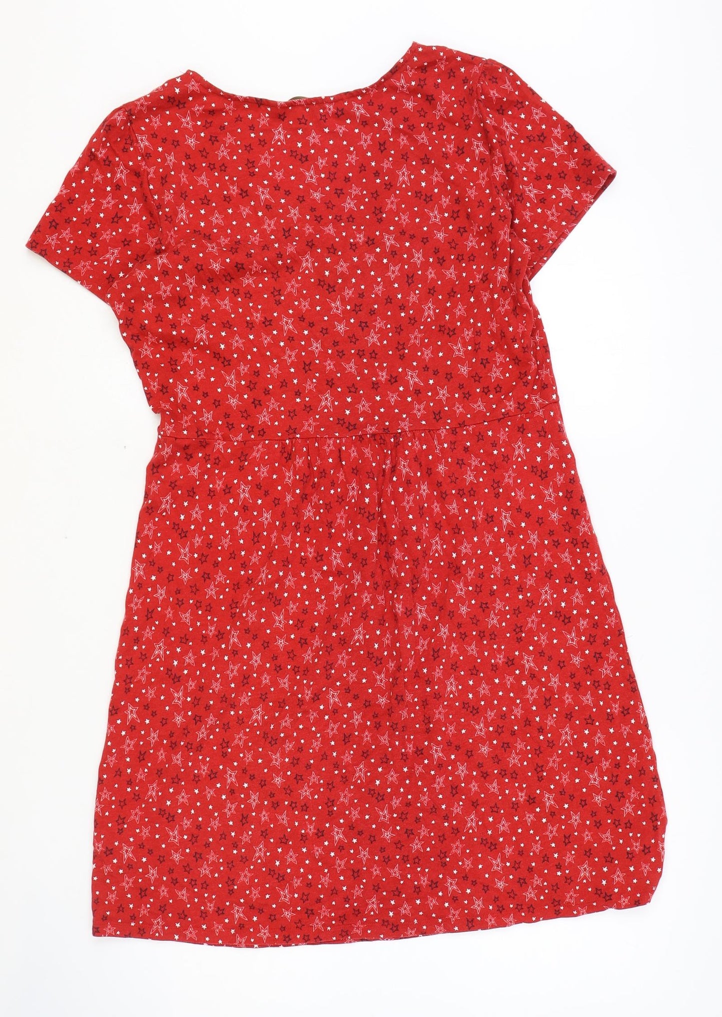Boden Womens Red Geometric Modal A-Line Size 14 V-Neck - Star Print