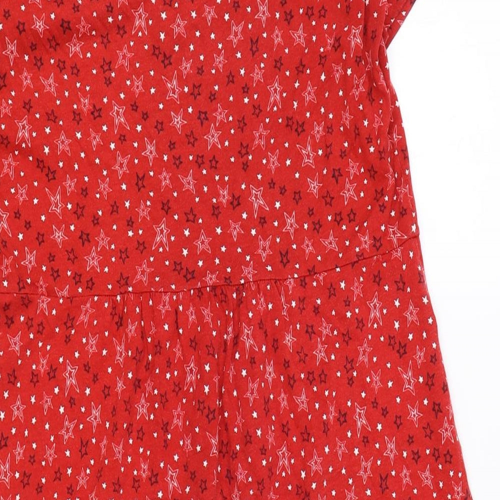 Boden Womens Red Geometric Modal A-Line Size 14 V-Neck - Star Print