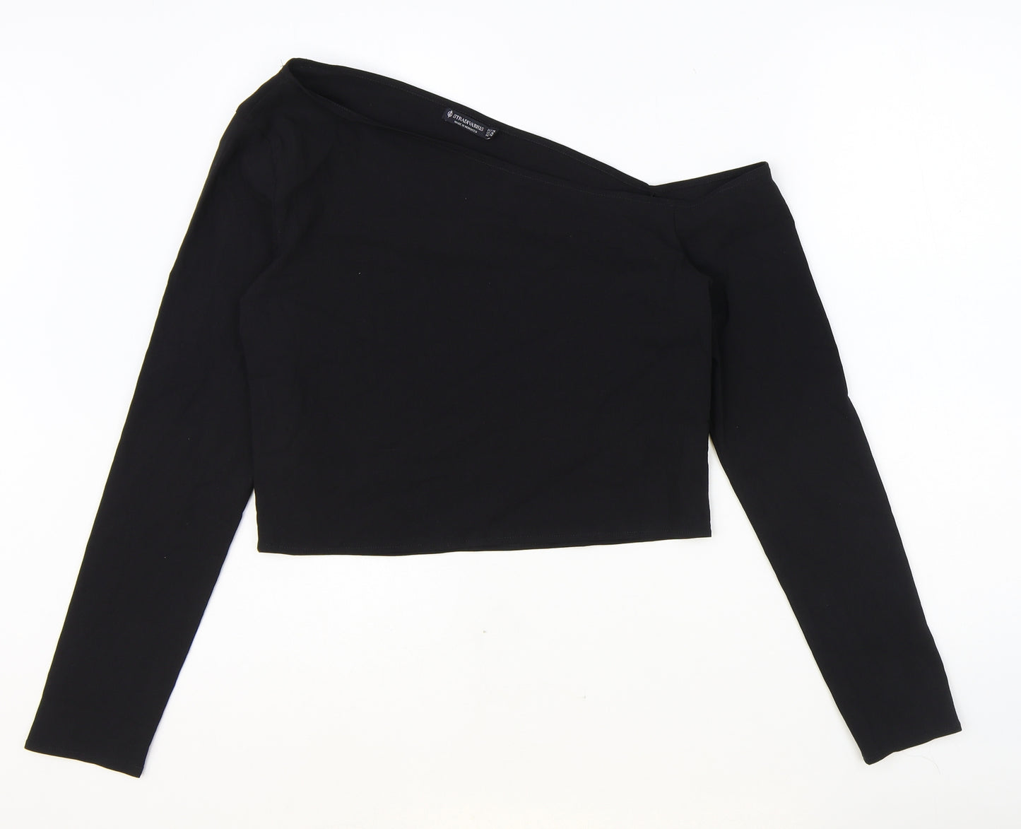 Stradivarius Womens Black Cotton Basic T-Shirt Size XL Square Neck