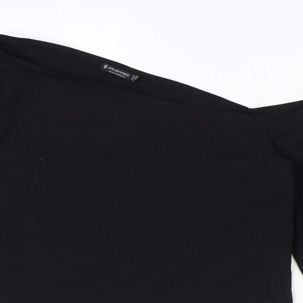 Stradivarius Womens Black Cotton Basic T-Shirt Size XL Square Neck