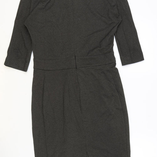 Catherine Hammel Womens Grey Viscose Pencil Dress Size S Boat Neck Zip