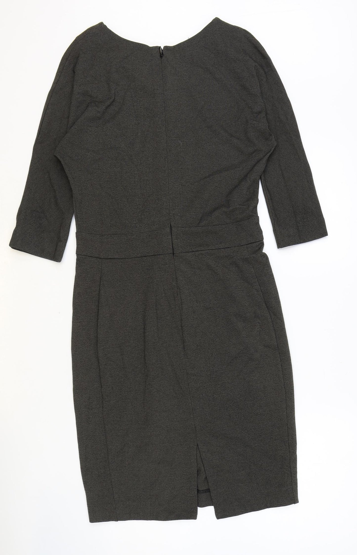Catherine Hammel Womens Grey Viscose Pencil Dress Size S Boat Neck Zip