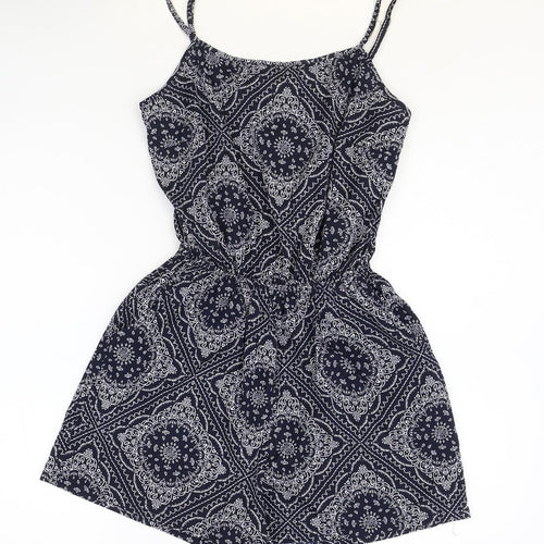 Atmosphere Womens Blue Geometric Polyester Playsuit One-Piece Size 8