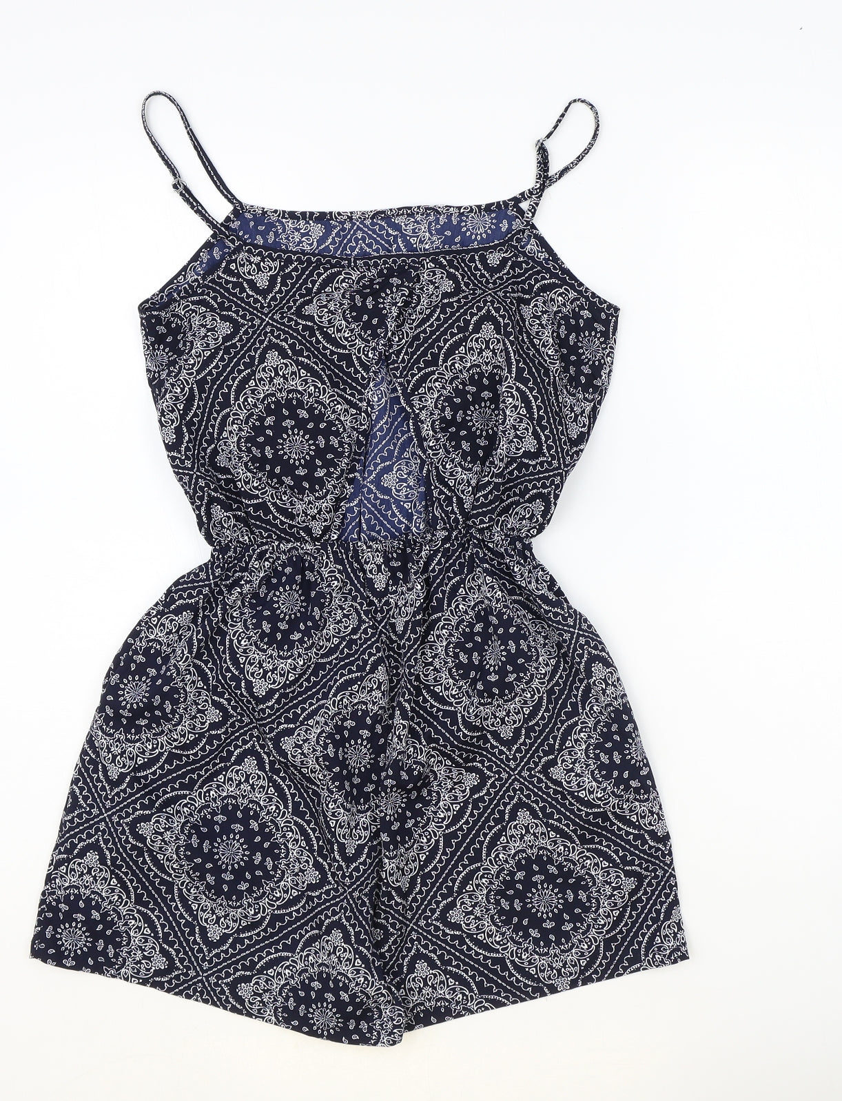Atmosphere Womens Blue Geometric Polyester Playsuit One-Piece Size 8