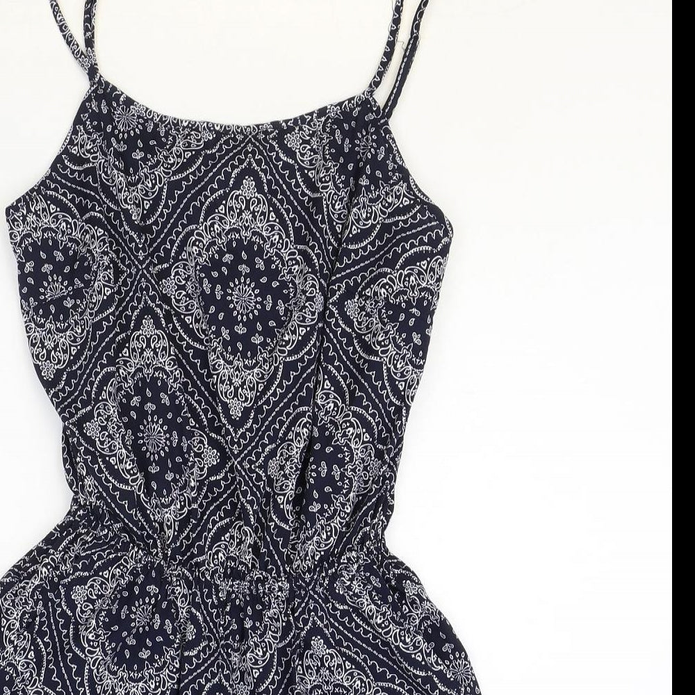 Atmosphere Womens Blue Geometric Polyester Playsuit One-Piece Size 8