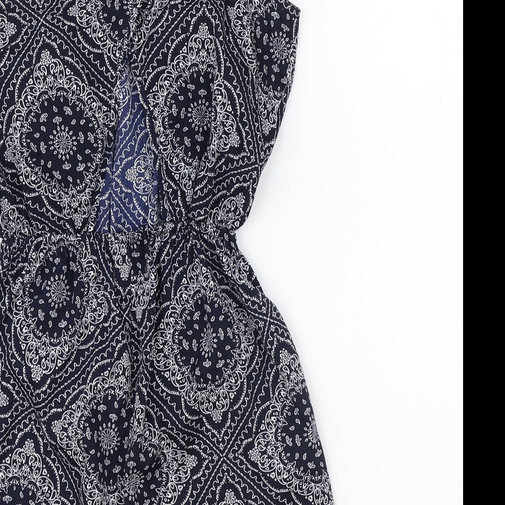 Atmosphere Womens Blue Geometric Polyester Playsuit One-Piece Size 8