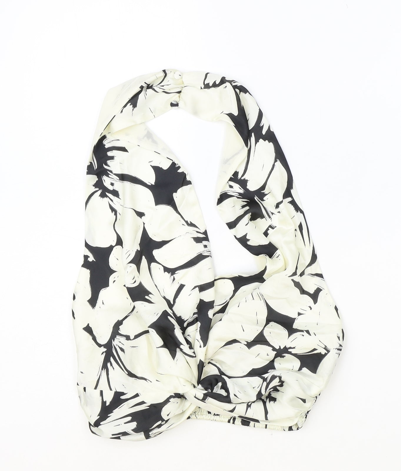 Zara Womens White Floral Polyester Cropped Tank Size M Halter