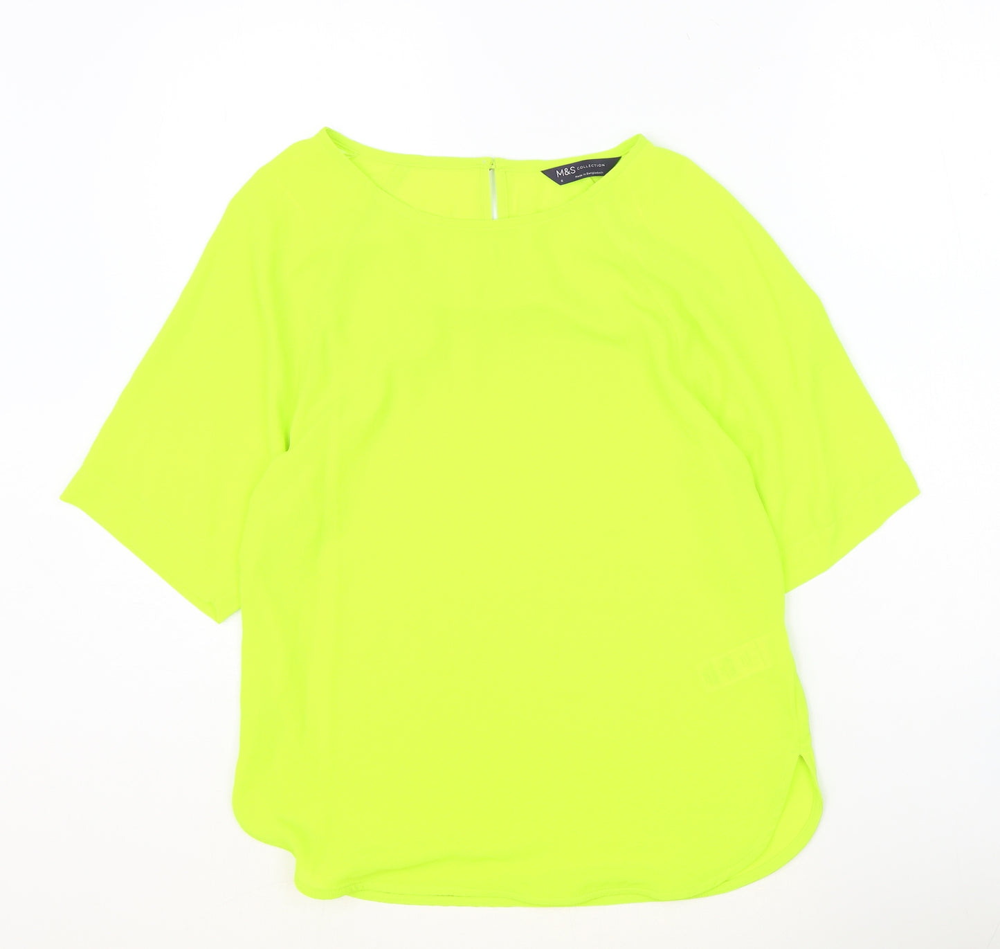 Marks and Spencer Womens Yellow Polyester Basic Blouse Size 6 Round Neck