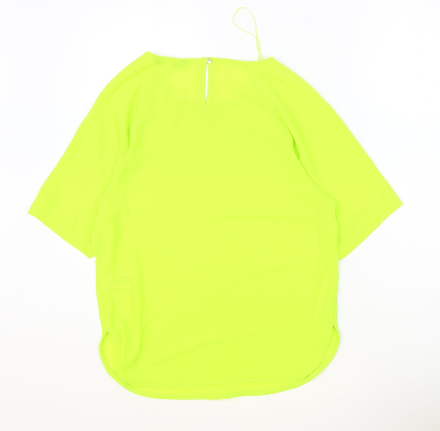 Marks and Spencer Womens Yellow Polyester Basic Blouse Size 6 Round Neck