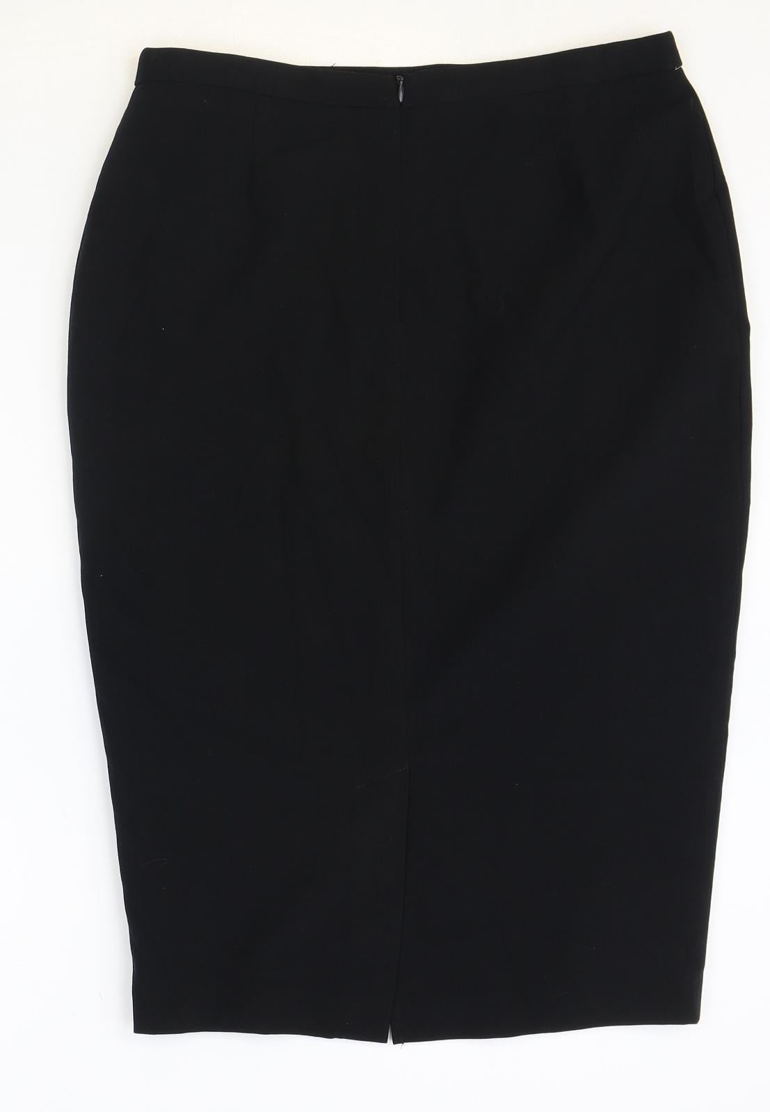 Marks and Spencer Womens Black Polyester Straight & Pencil Skirt Size 12 Zip