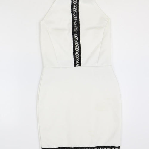 Quiz Womens White Polyester Pencil Dress Size 6 Halter Button